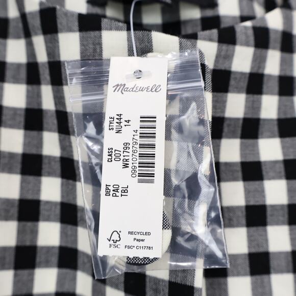 Madewell Single Breasted Crewneck True Black Checkered Plaid Vest Size 14 NWT - Picture 5 of 8